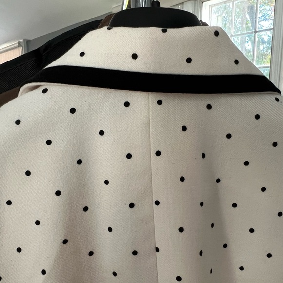 Cream and black polka dot blazer with piping and gold buttons. Size 4. - Picture 7 of 16
